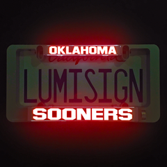 Illuminated Oklahoma Sooners LumiSign insert with red OKLAHOMA and white SOONERS text