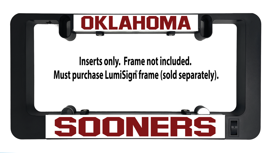 LumiSign insert for Oklahoma Sooners with OKLAHOMA top and SOONERS wordmark