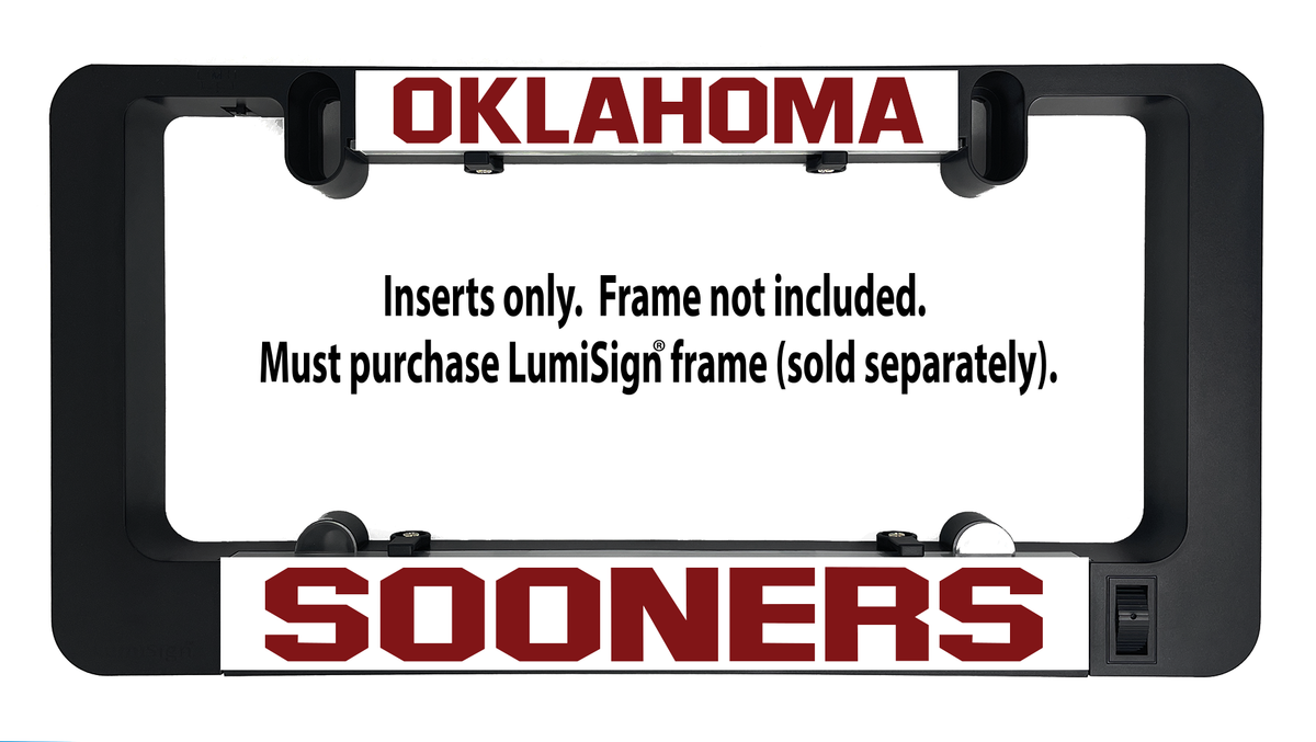 LumiSign insert for Oklahoma Sooners with OKLAHOMA top and SOONERS wordmark