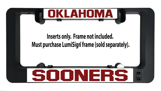 LumiSign insert for Oklahoma Sooners with OKLAHOMA top and SOONERS wordmark