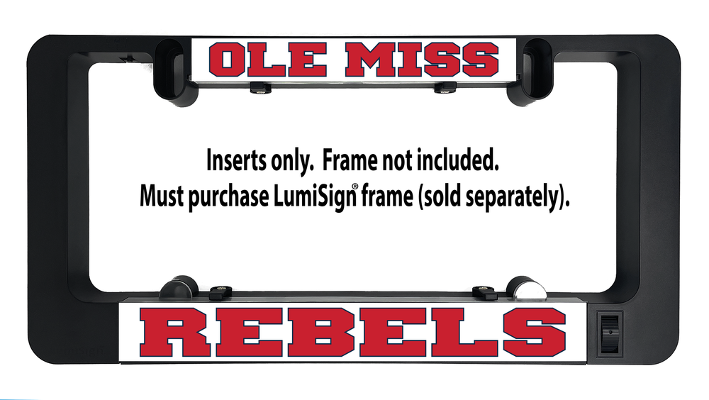 Black LumiSign insert frame with Ole Miss Rebels lettering, inserts only