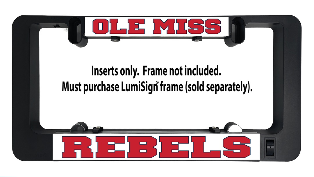 Black LumiSign insert frame with Ole Miss Rebels lettering, inserts only