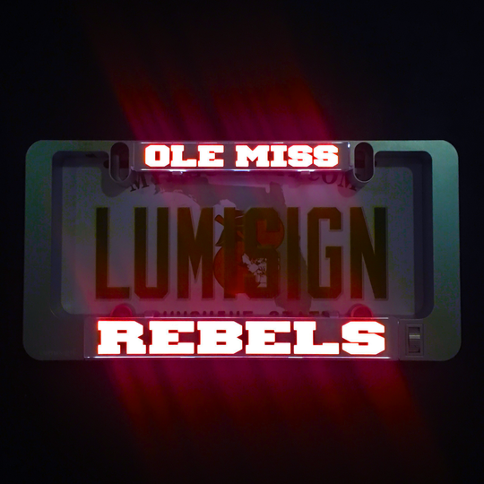 Glowing Ole Miss Rebels LumiSign insert with red and white illuminated text