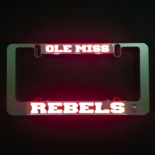 Glowing Ole Miss Rebels LumiSign insert with red and white text on dark panel