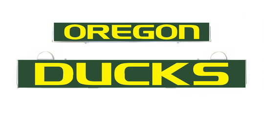 OREGON DUCKS LumiSign insert: OREGON and DUCKS text on green in yellow and lime.