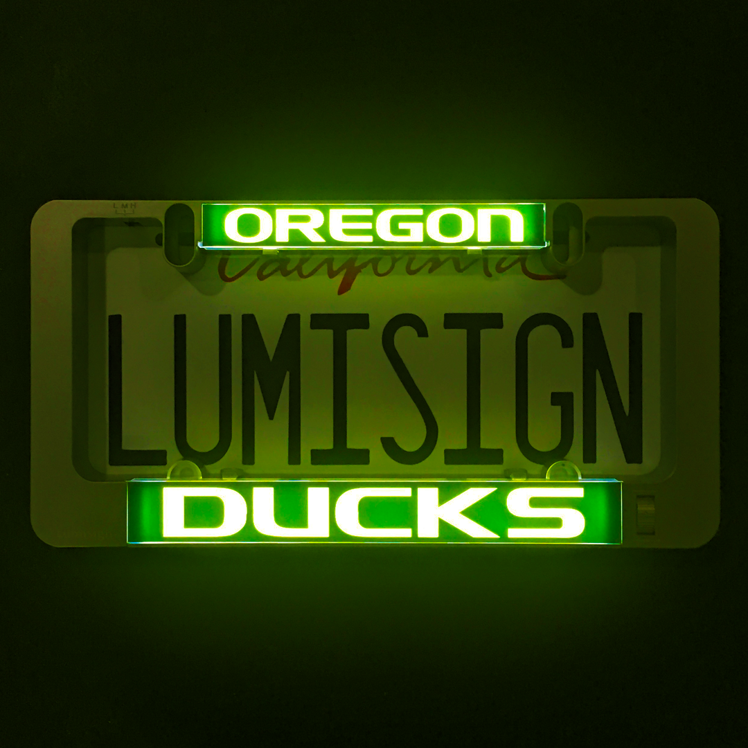 OREGON DUCKS LumiSign insert with glowing OREGON and DUCKS text.