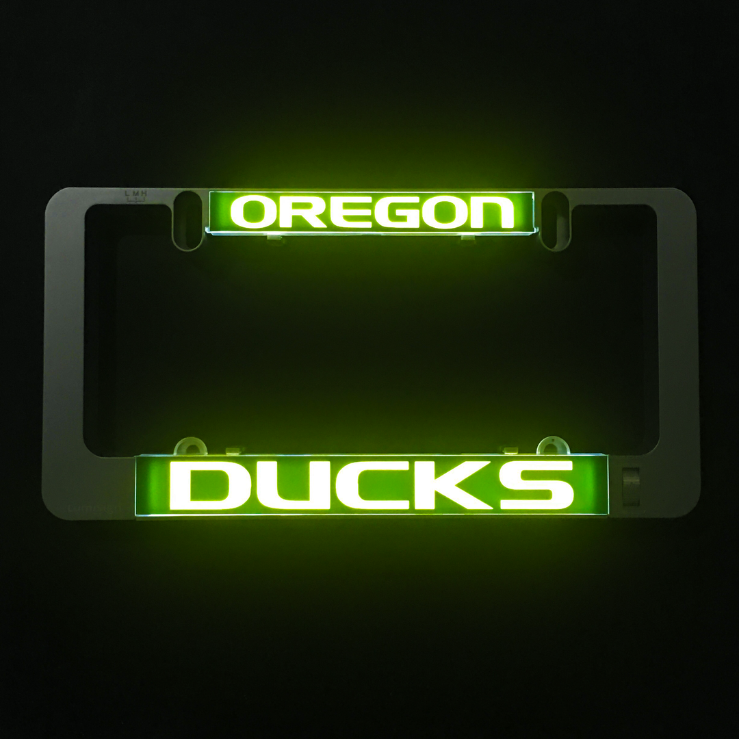 OREGON DUCKS LumiSign insert glowing OREGON on top and DUCKS on bottom.