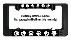 LumiSign paw print insert set, black frame with glowing paw icon strip accents
