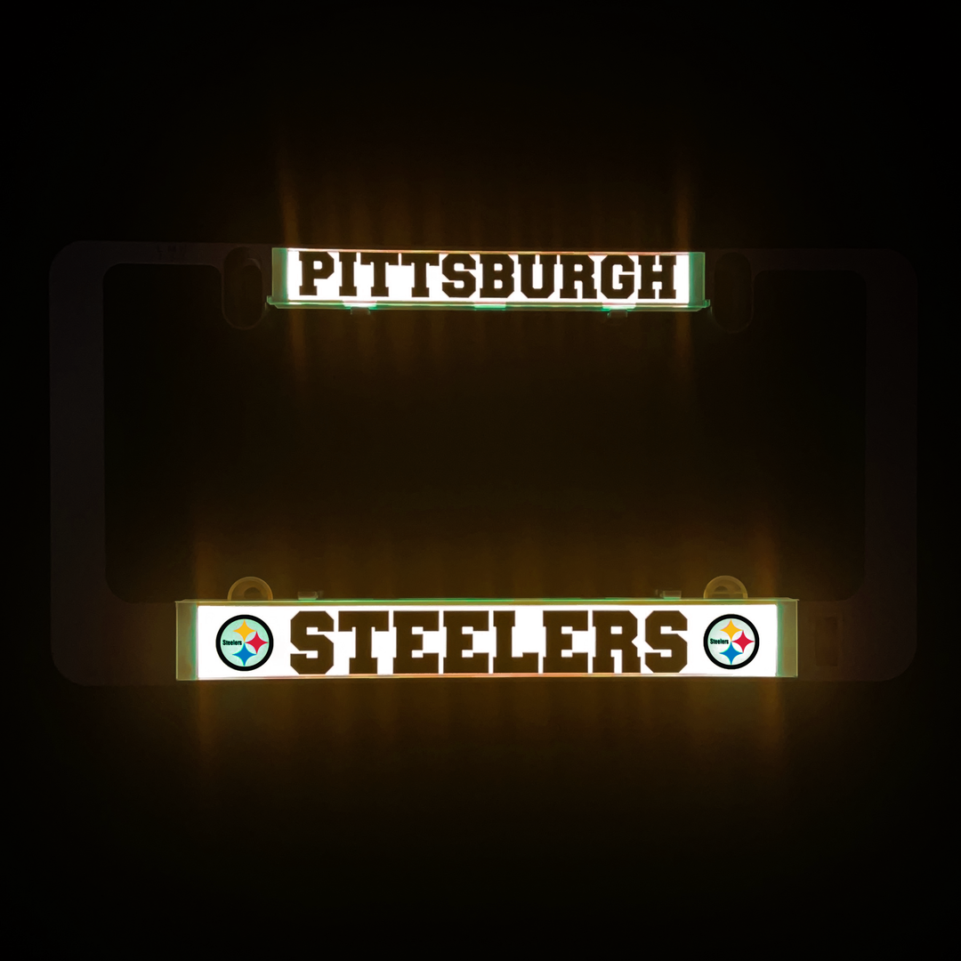Pittsburgh Steelers LumiSign insert illuminated with Pittsburgh header and Steelers logo