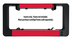 Red brake light insert set in black housing with mounting tabs and lens cover