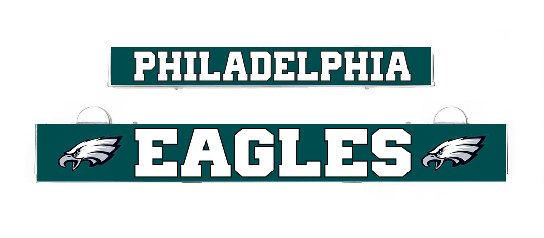 Teal LumiSign insert with Philadelphia lettering and Eagles graphics