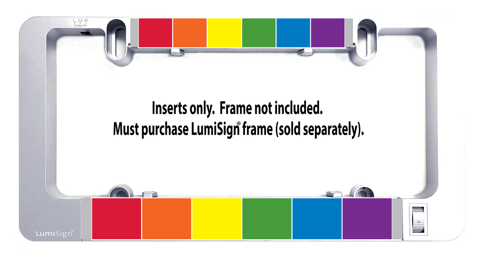 Rainbow pride LED inserts for LumiSign, color blocks in a long insert strip with clips