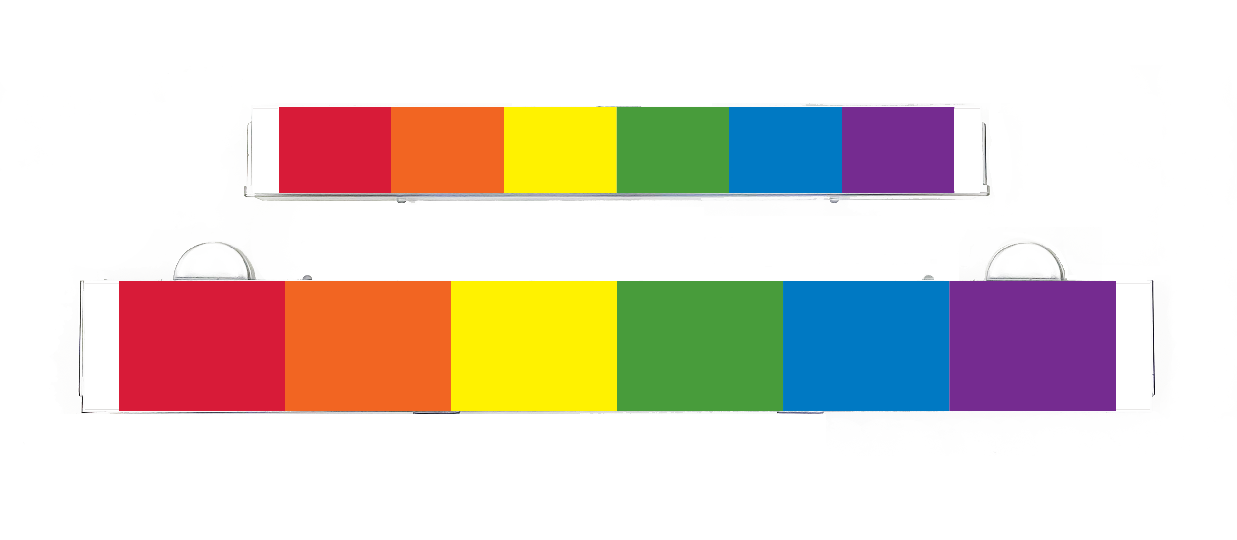 Rainbow pride LED insert strip with red, orange, yellow, green, blue, and purple blocks