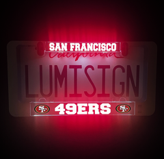 Black LUMISIGN frame with illuminated SAN FRANCISCO 49ERS text and logos