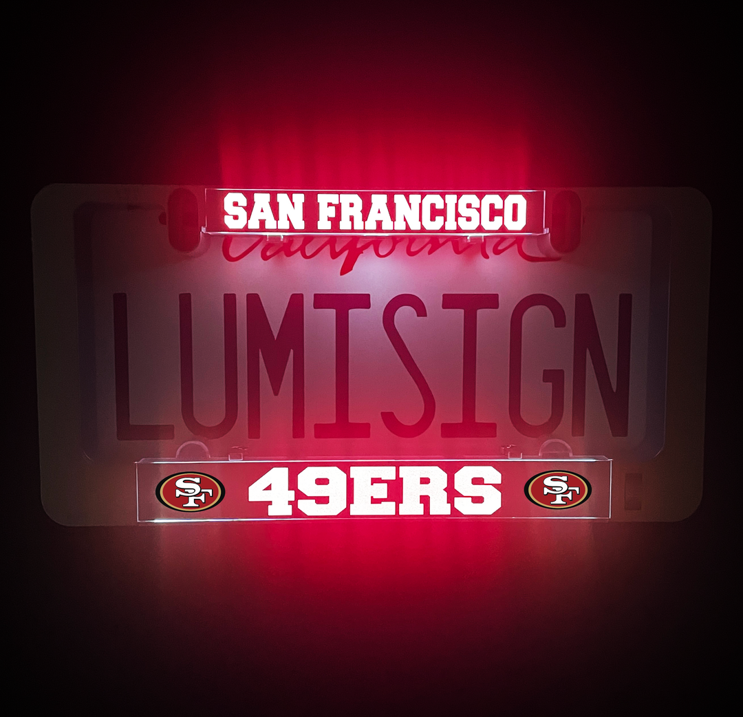 San Francisco 49ers LumiSign inserts with red glowing SAN FRANCISCO and 49ERS