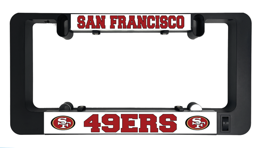 Black LUMISIGN frame holding SAN FRANCISCO and 49ERS inserts with team logos