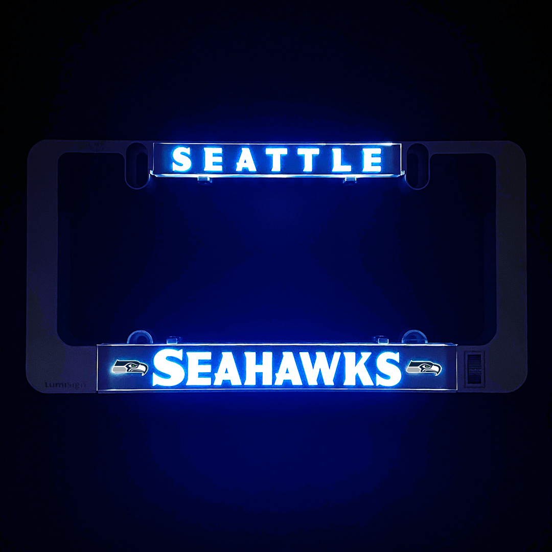 Illuminated LumiSign Seahawks insert with “SEATTLE” and Seahawks logo