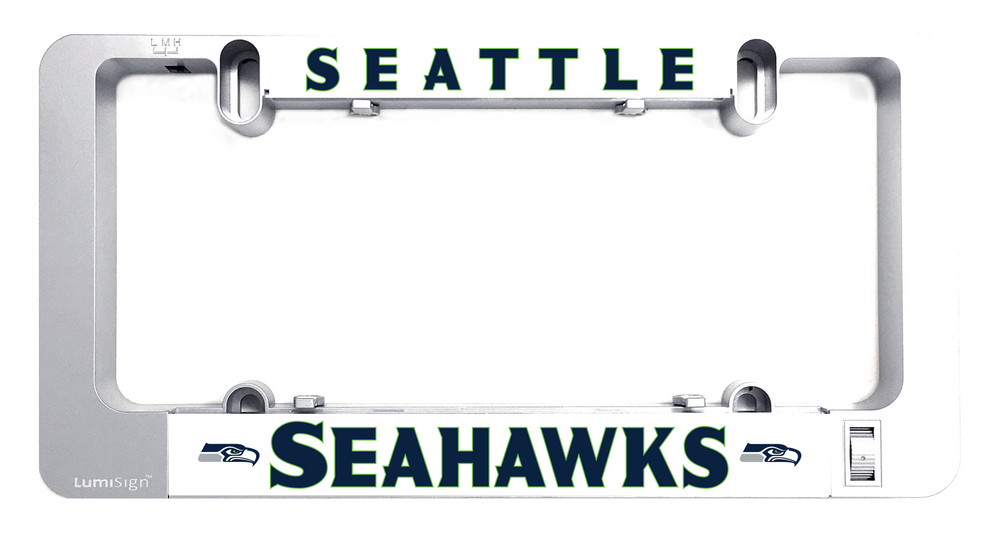 LumiSign Seahawks insert card with Seahawks logo on a white frame
