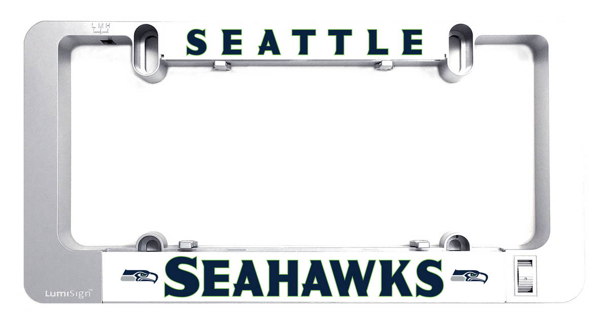 LumiSign Seahawks insert card with Seahawks logo on a white frame