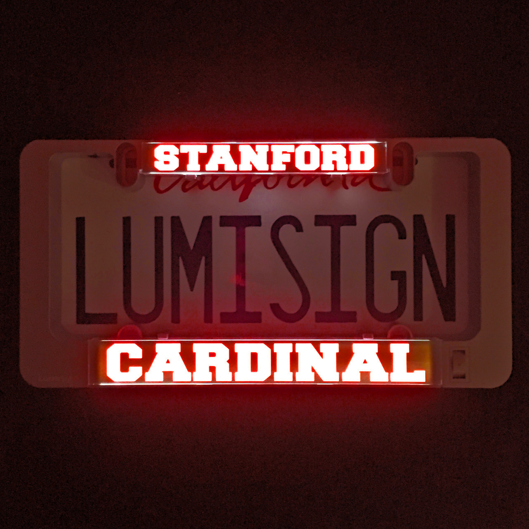 Illuminated LumiSign Cardinal insert with red STANFORD and CARDINAL lettering