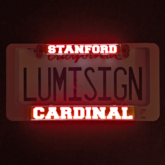 Illuminated LumiSign Cardinal insert with red STANFORD and CARDINAL lettering
