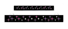 Star-pattern LumiSign insert strips on black with pink and blue sparkle icons