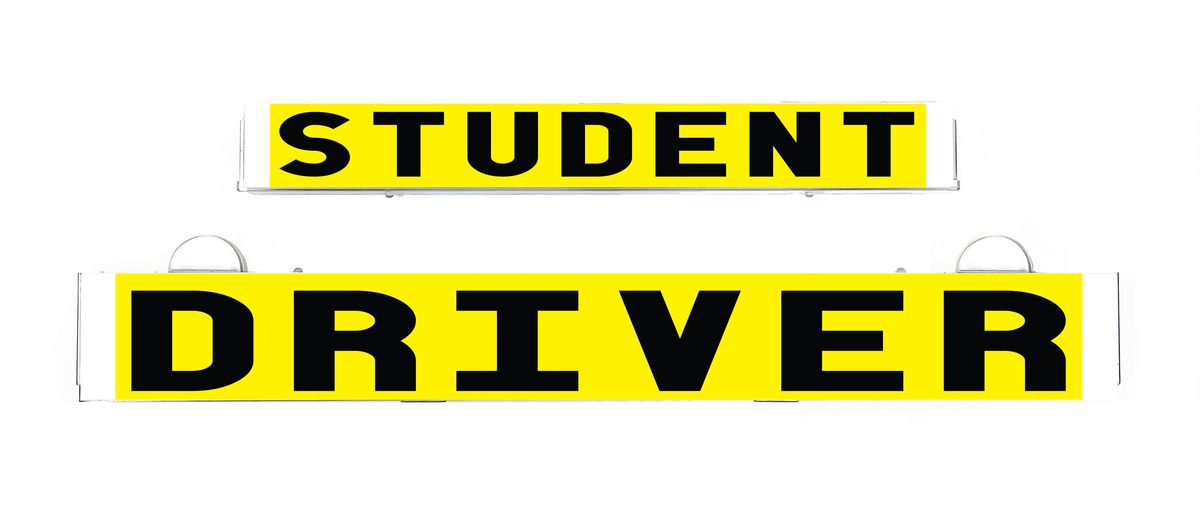 LumiSign Student and Driver light sign inserts, two yellow letter plates