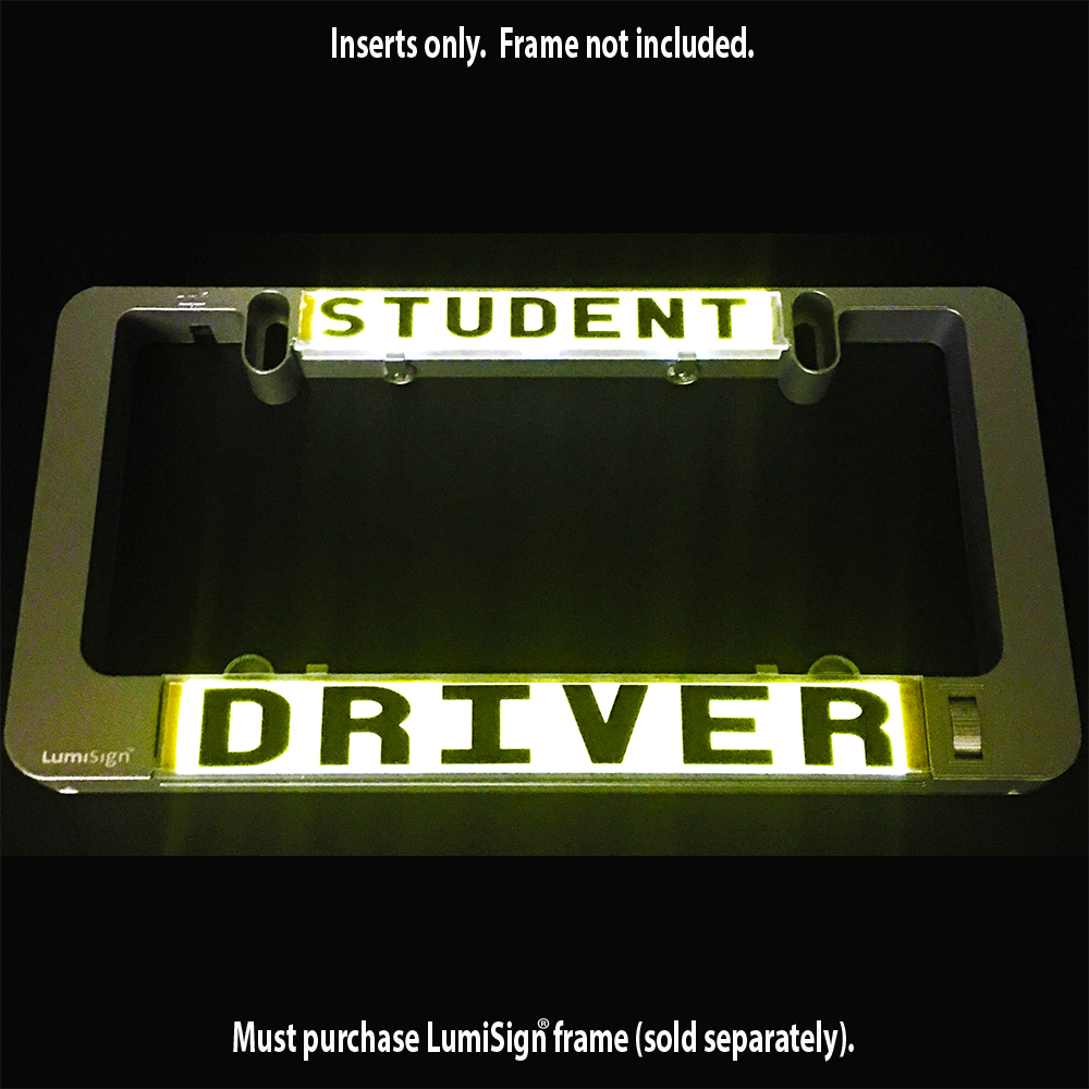 LumiSign Driver insert and Student insert mounted in clear holder, frame not included