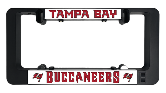 Black LumiSign license plate frame with Tampa Bay Buccaneers name panel