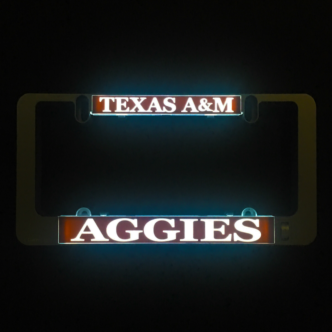 Illuminated TEXAS A&amp;M and AGGIES LumiSign insert panel, maroon and white