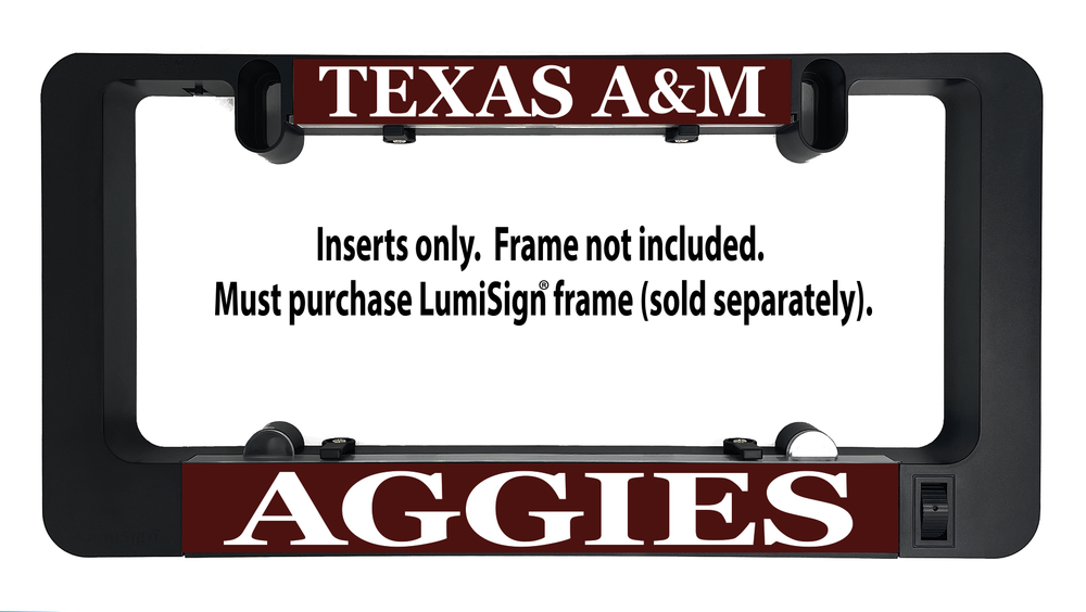 LumiSign insert with TEXAS A&M top and AGGIES bottom, inserts only