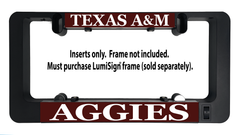 LumiSign insert with TEXAS A&M top and AGGIES bottom, inserts only