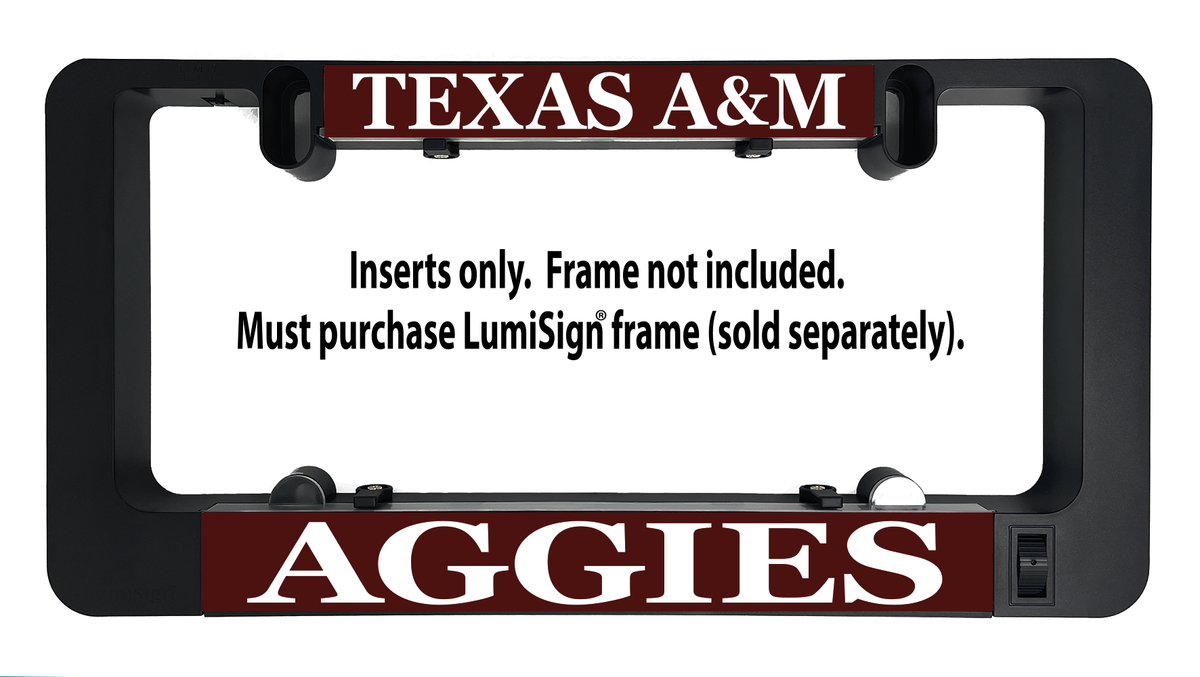 LumiSign insert with TEXAS A&M top and AGGIES bottom, inserts only