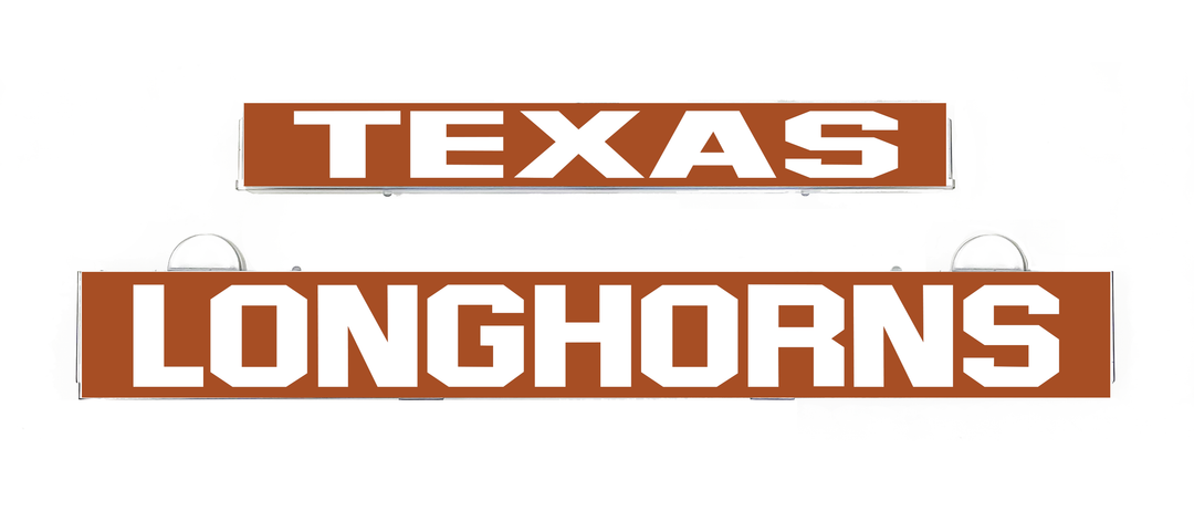 Texas Longhorns LumiSign inserts with TEXAS and LONGHORNS logo bars