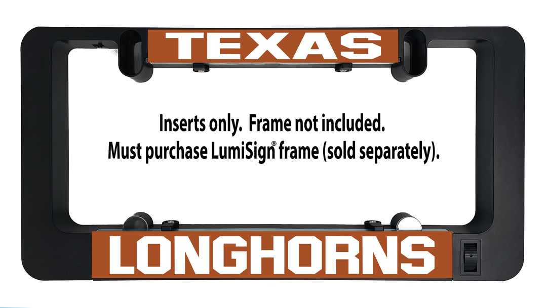 Longhorns LumiSign inserts shown with backing text: inserts only, frame not included