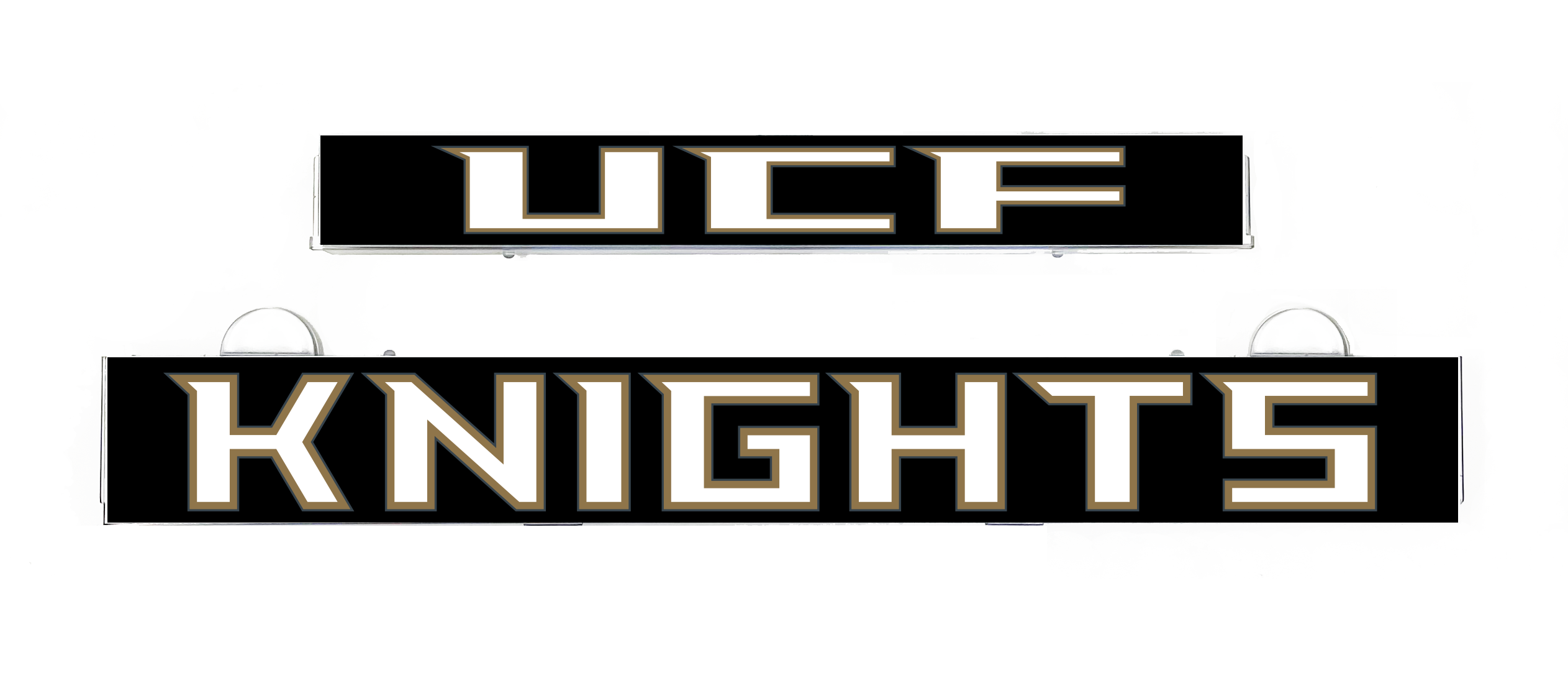 LumiSign insert strips with UCF Knights logo, black and gold lettering
