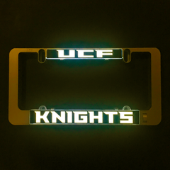 LumiSign UCF Knights insert with glowing gold logos on dark holder