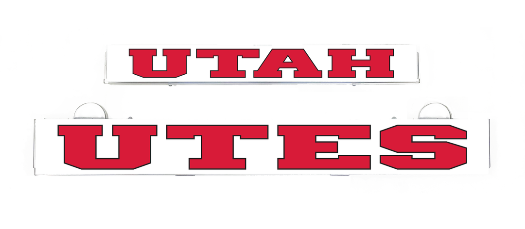 UTAH UTES LumiSign inserts with red and white block lettering on white backing