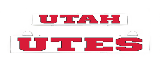 UTAH UTES LumiSign inserts with red and white block lettering on white backing