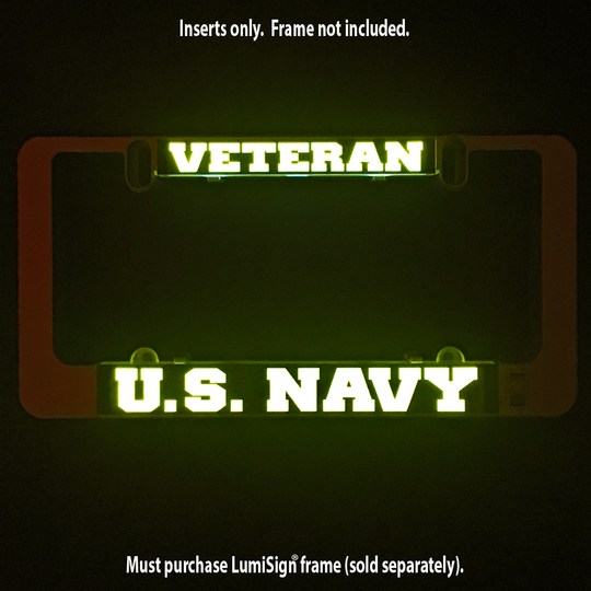 Illuminated LumiSign veteran U.S. Navy inserts; inserts only, frame not included