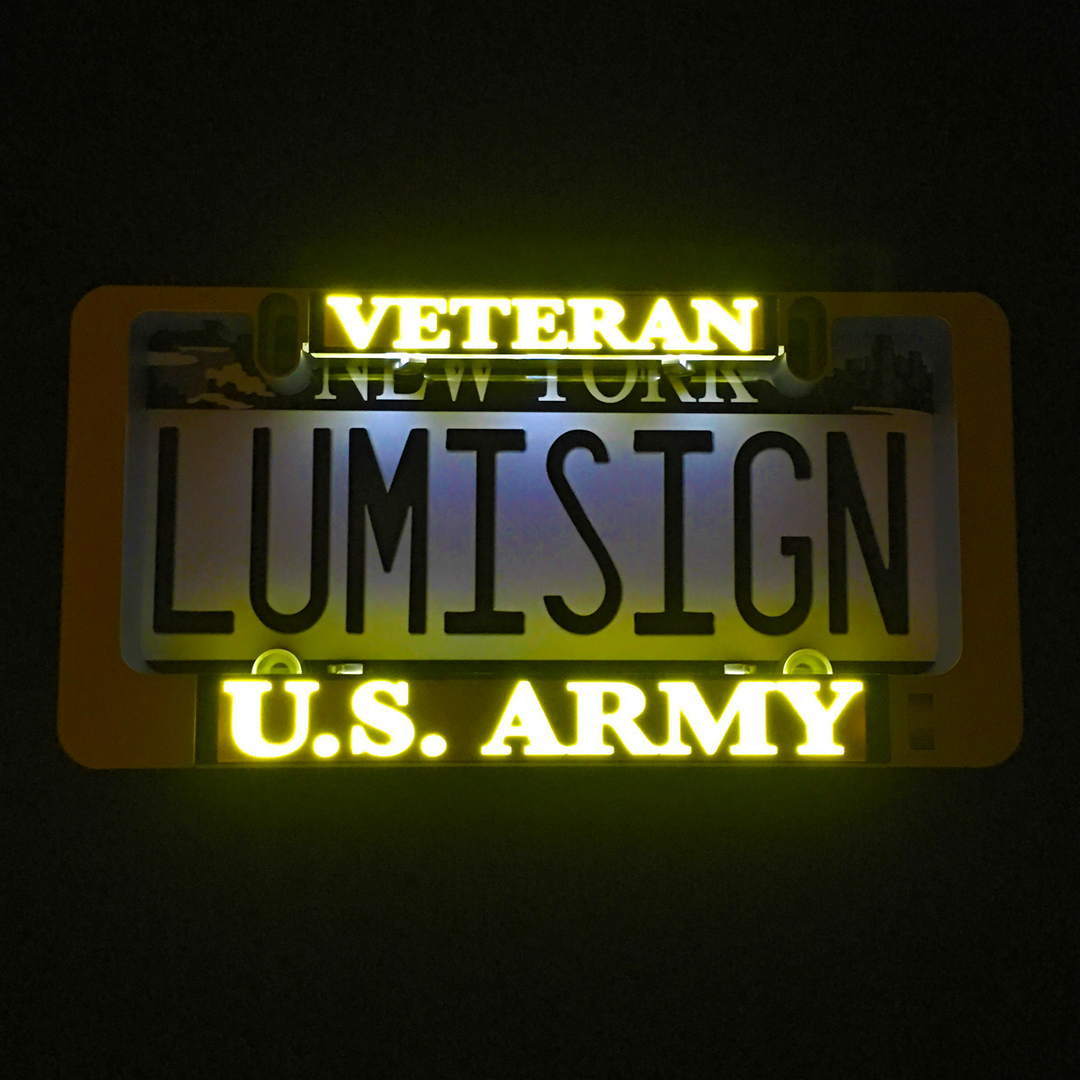 Illuminated Veteran U.S. Army LumiSign insert with glowing U.S. Army text