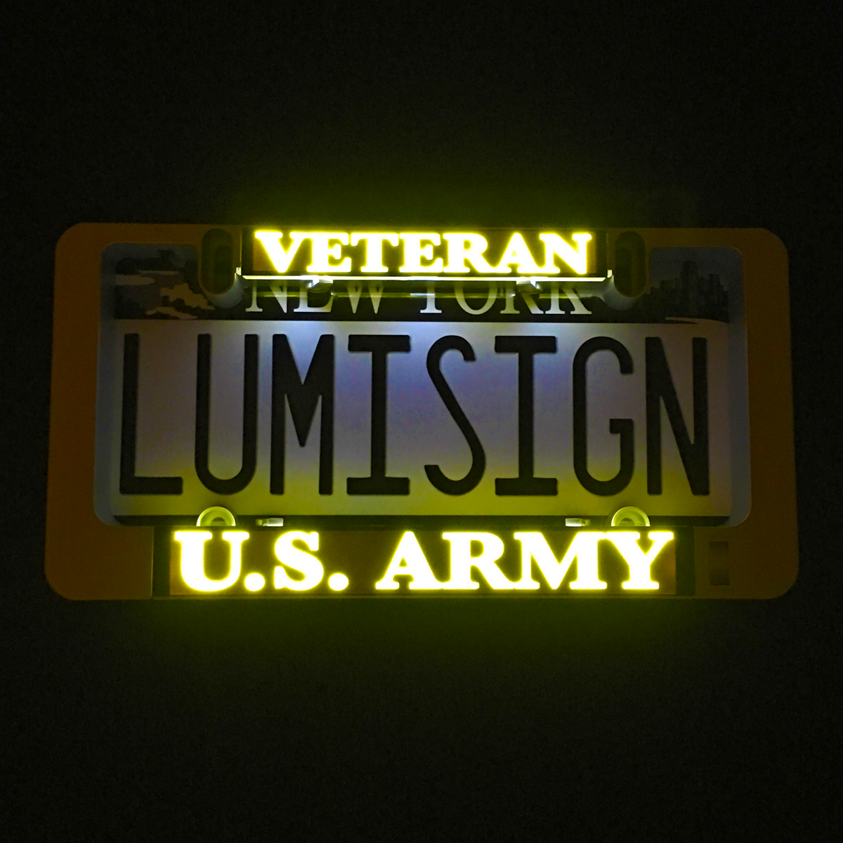 Illuminated Veteran U.S. Army LumiSign insert with glowing U.S. Army text