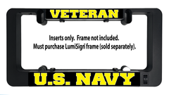 LumiSign veteran U.S. Navy insert with yellow text, shown without frame