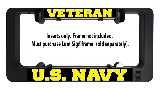 LumiSign veteran U.S. Navy insert with yellow text, shown without frame