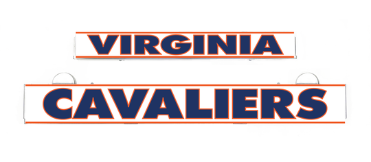 Virginia Cavaliers LumiSign inserts with VIRGINIA and CAVALIERS text, blue and orange