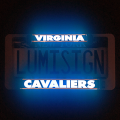 Virginia Cavaliers LumiSign inserts glowing blue, with VIRGINIA above CAVALIERS