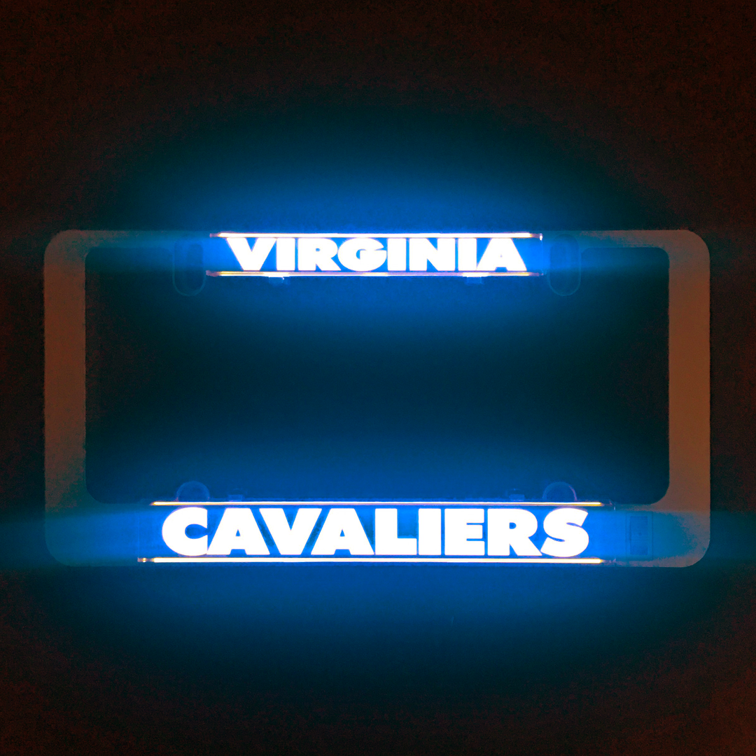 Virginia Cavaliers LumiSign inserts glowing blue, with VIRGINIA above CAVALIERS