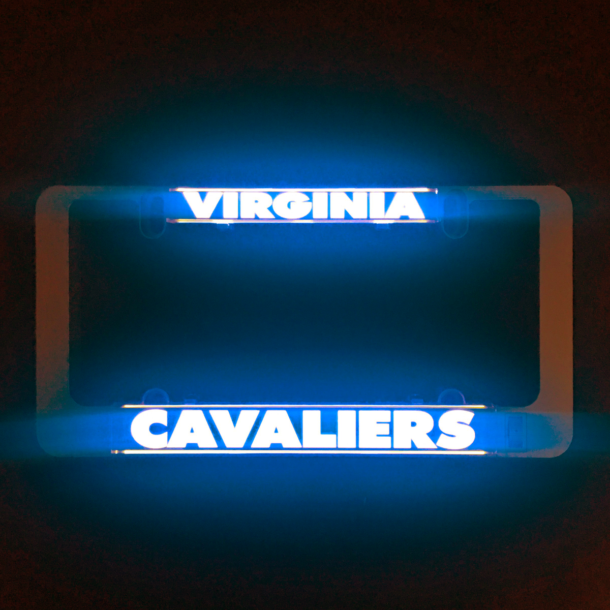Virginia Cavaliers LumiSign inserts glowing blue, with VIRGINIA above CAVALIERS