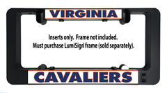 Virginia Cavaliers LumiSign inserts shown inside a black frame; VIRGINIA and CAVALIERS