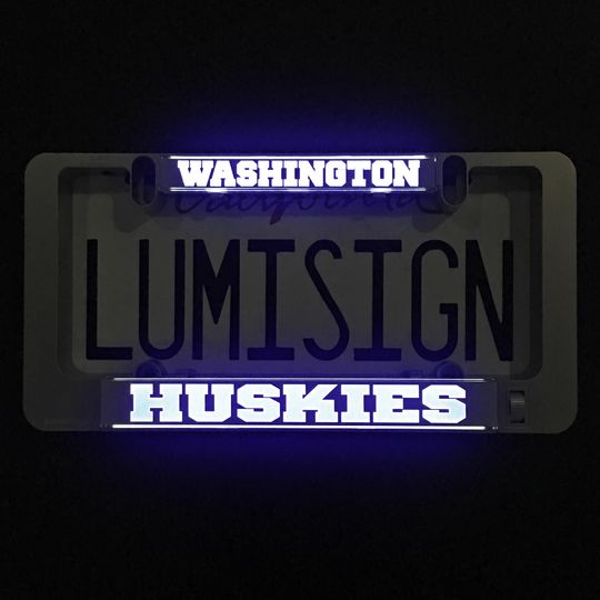 Washington Huskies LumiSign insert with blue WASHINGTON and illuminated HUSKIES letters